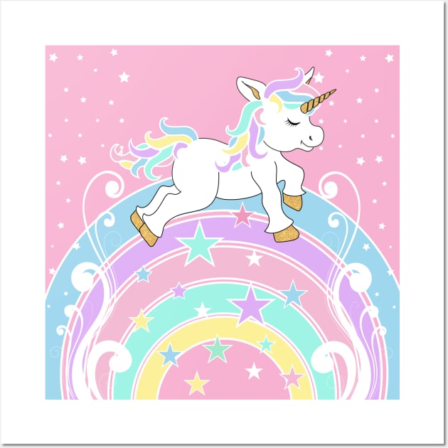 Starry Rainbow Unicorn Wall Art by DesignsbyDonnaSiggy